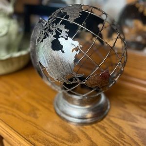 Pink zebra world globe accent shade.